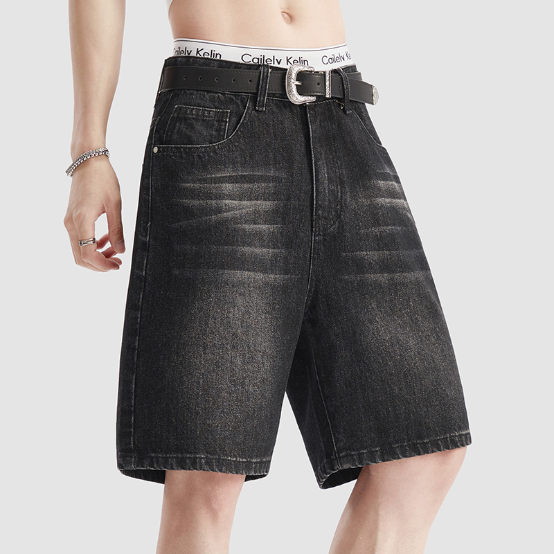 Jeans Pants Fashion Men - Pantalones Cortos de Mezclilla Negros Finos