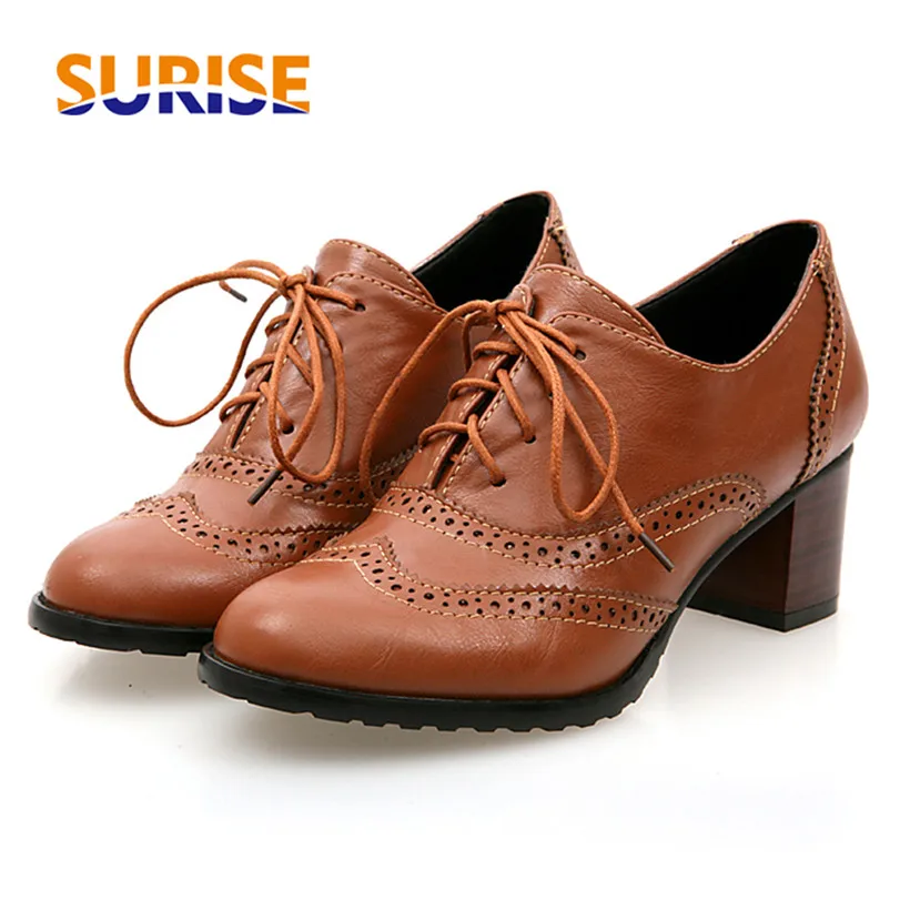 Oxford Shoes Brogue - Zapatos Oxford británicos para mujer, tacones