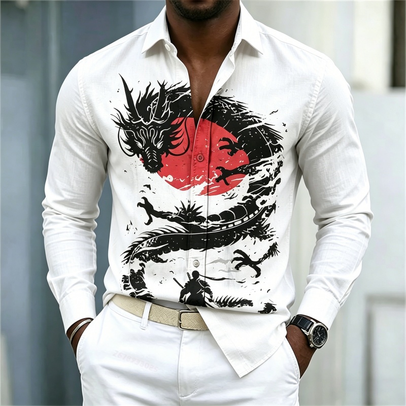 Mens Fashion Style - Camisa de Hombre 2026, Blanca, Negra
