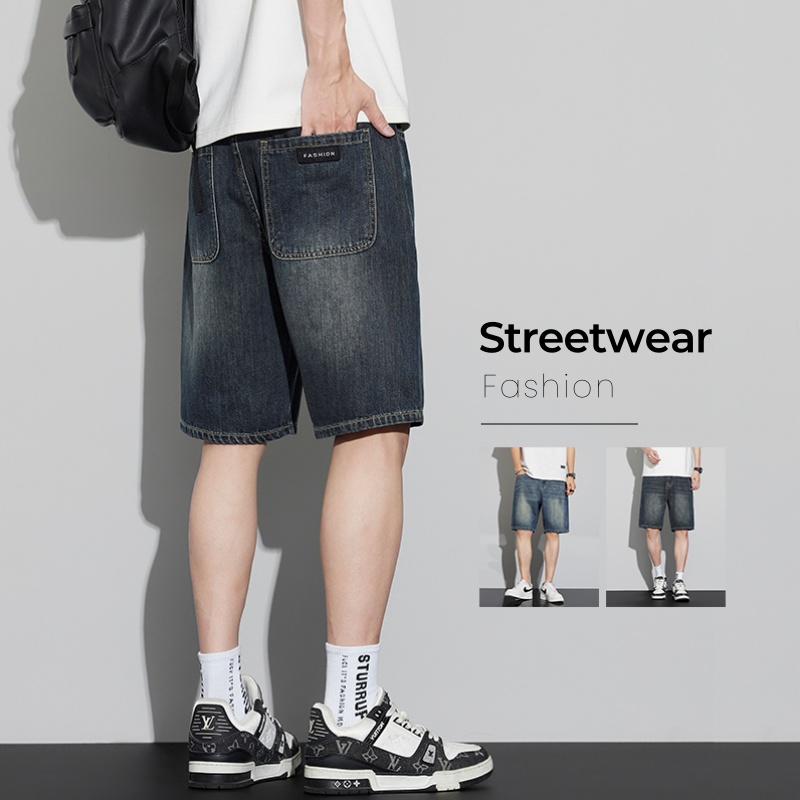 Jeans Pants Fashion Men - Pantalones cortos vaqueros Vintage para hombre,
