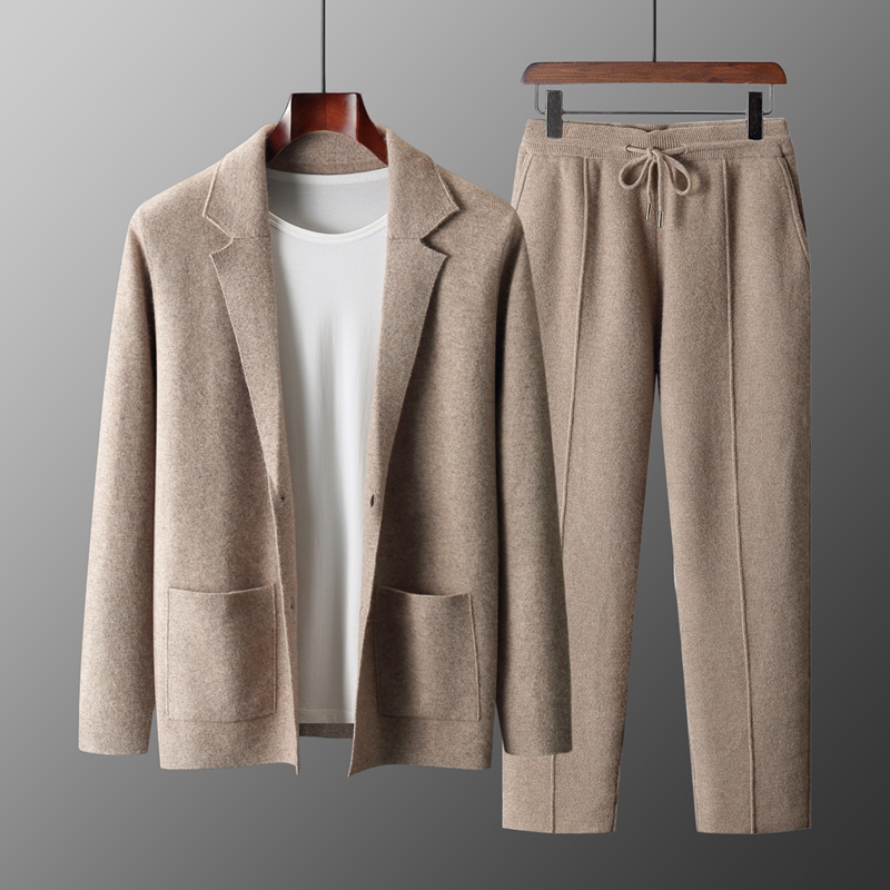 Knitted Cardigan Men - Conjunto de Dos Piezas de Lana