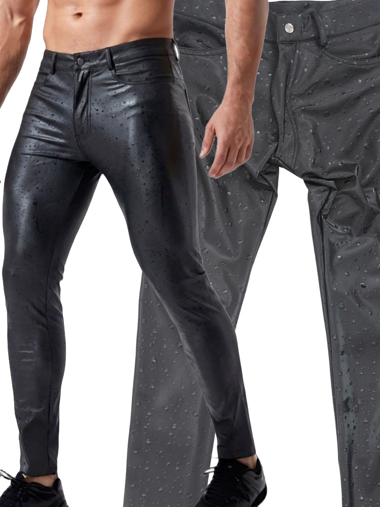 Jeans Pants Fashion Men - Pantalones de mezclilla elásticos de cuero