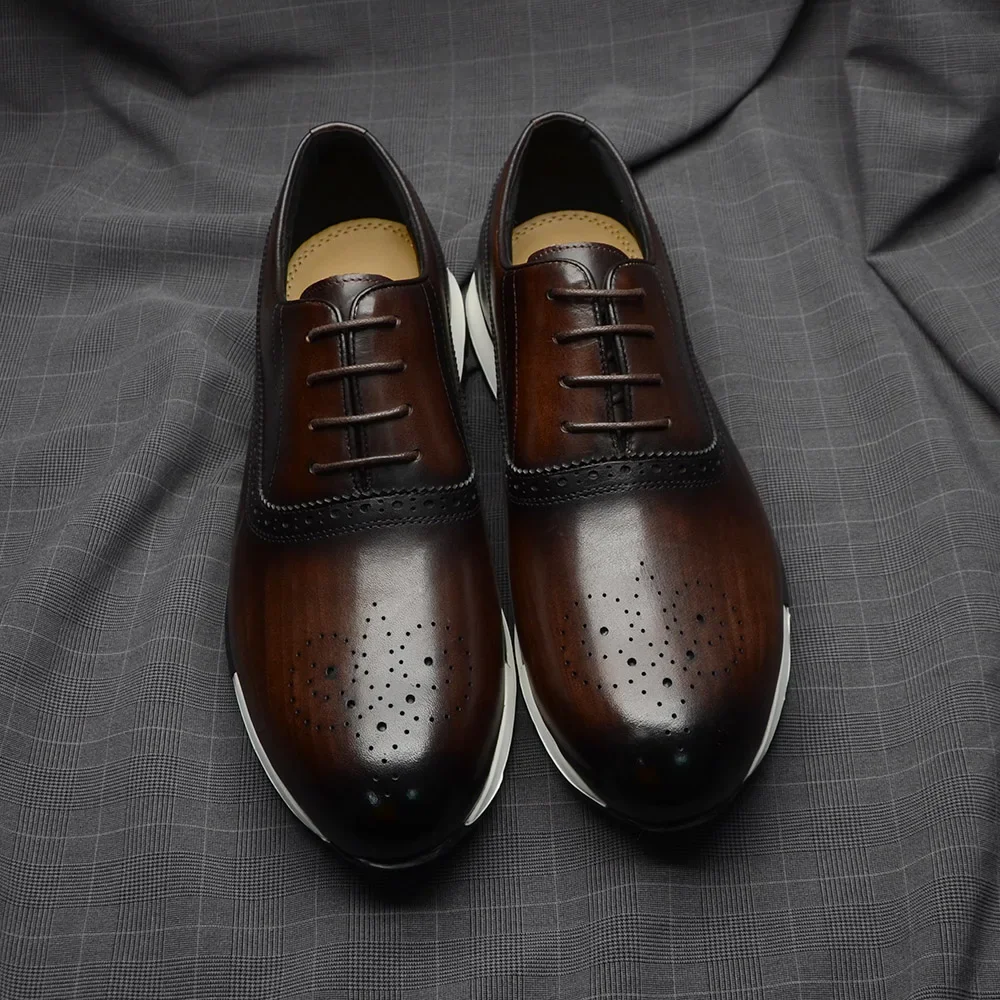 Zapatos Oxford de cuero genuin - Oxford Shoes Brogue reseña y precio