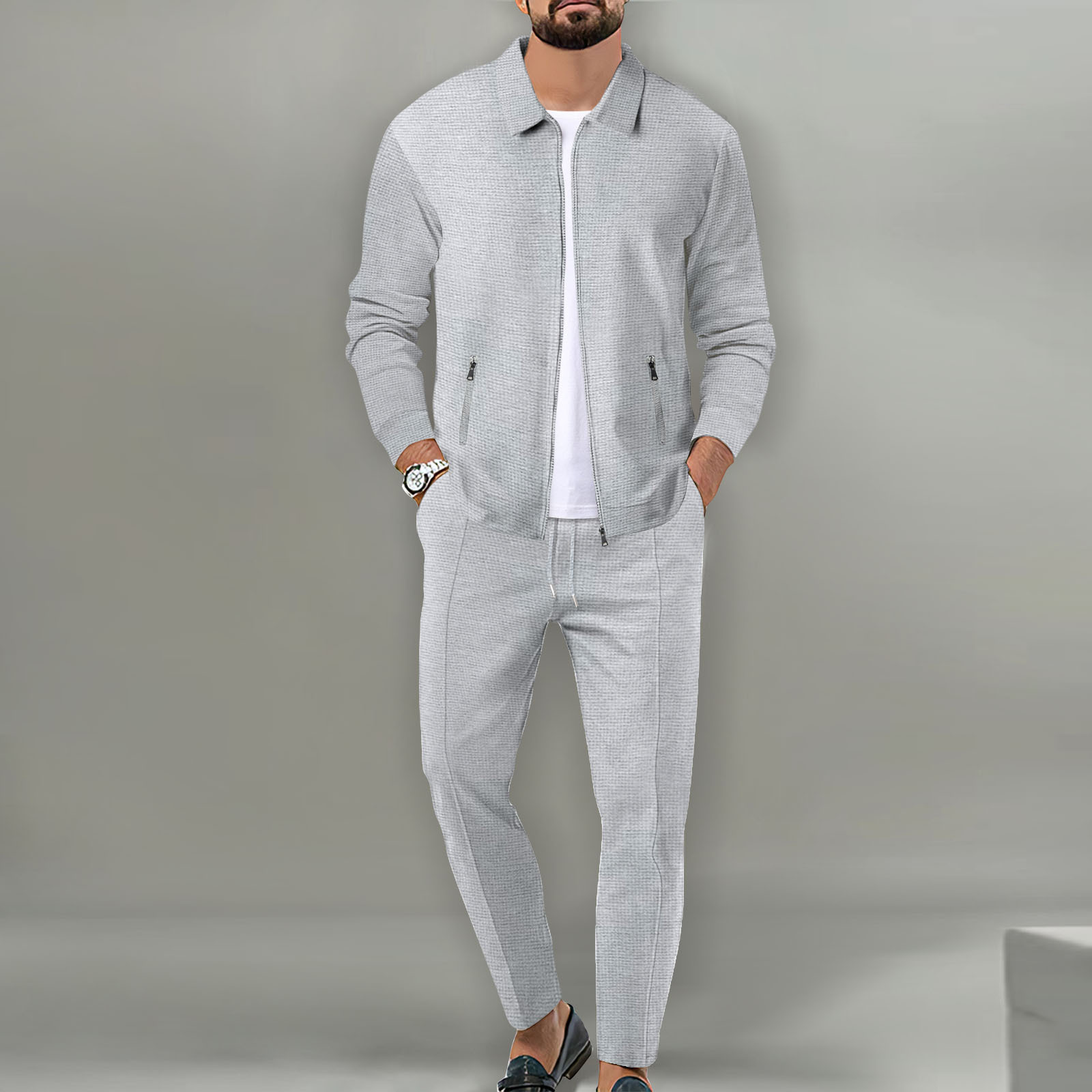 Conjunto de chaqueta de otoño  - Knitted Cardigan Men reseña y precio