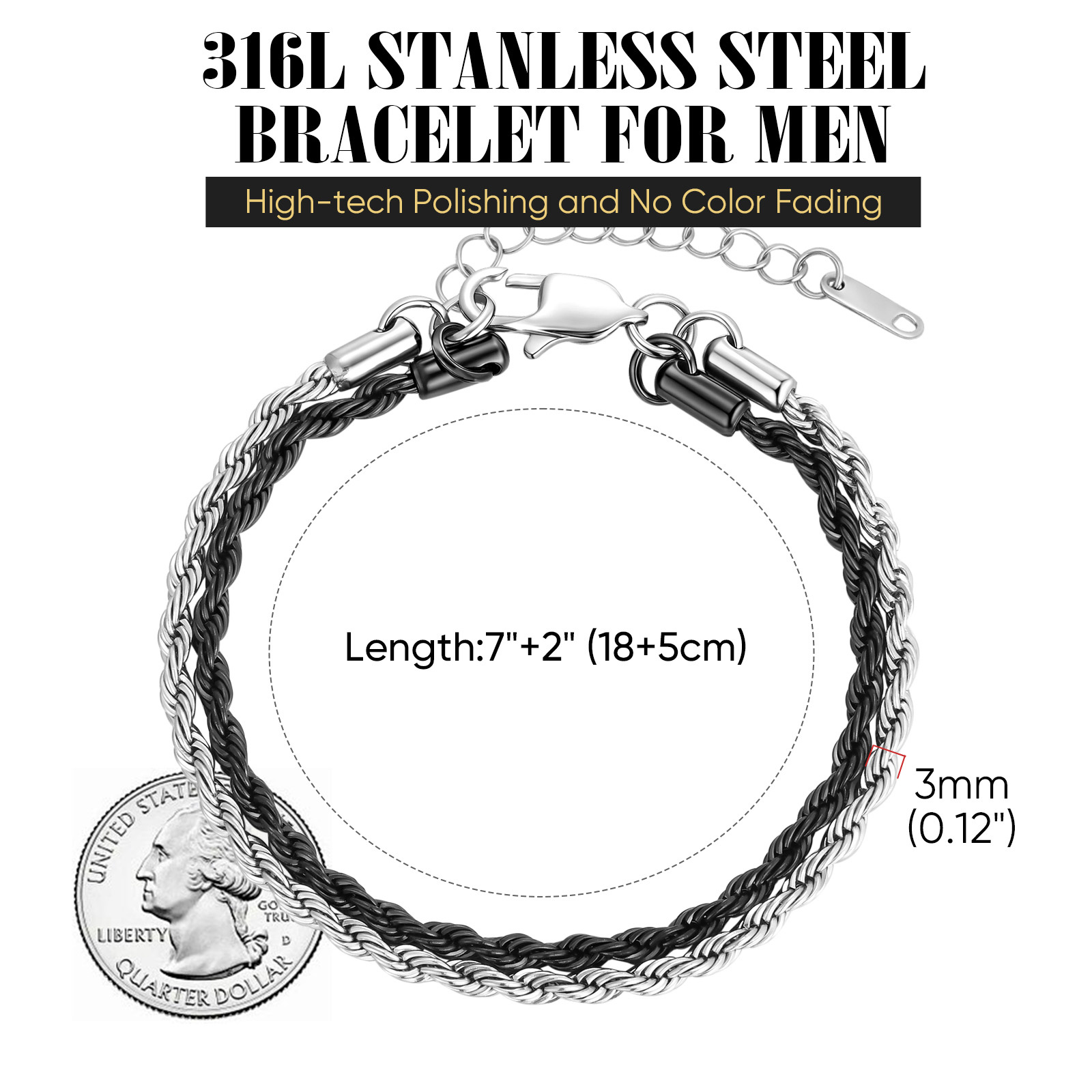 Pulsera de cadena trenzada de  - Men'S Fashion Over 30 reseña y precio