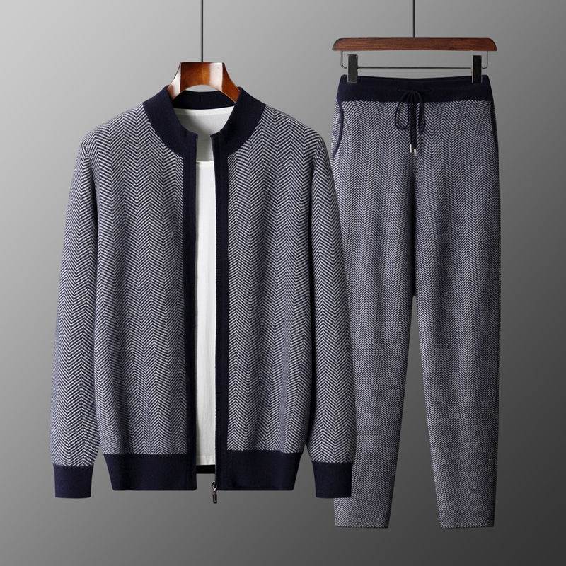 Conjunto de Jacquard 100% Lana - Knitted Cardigan Men reseña y precio