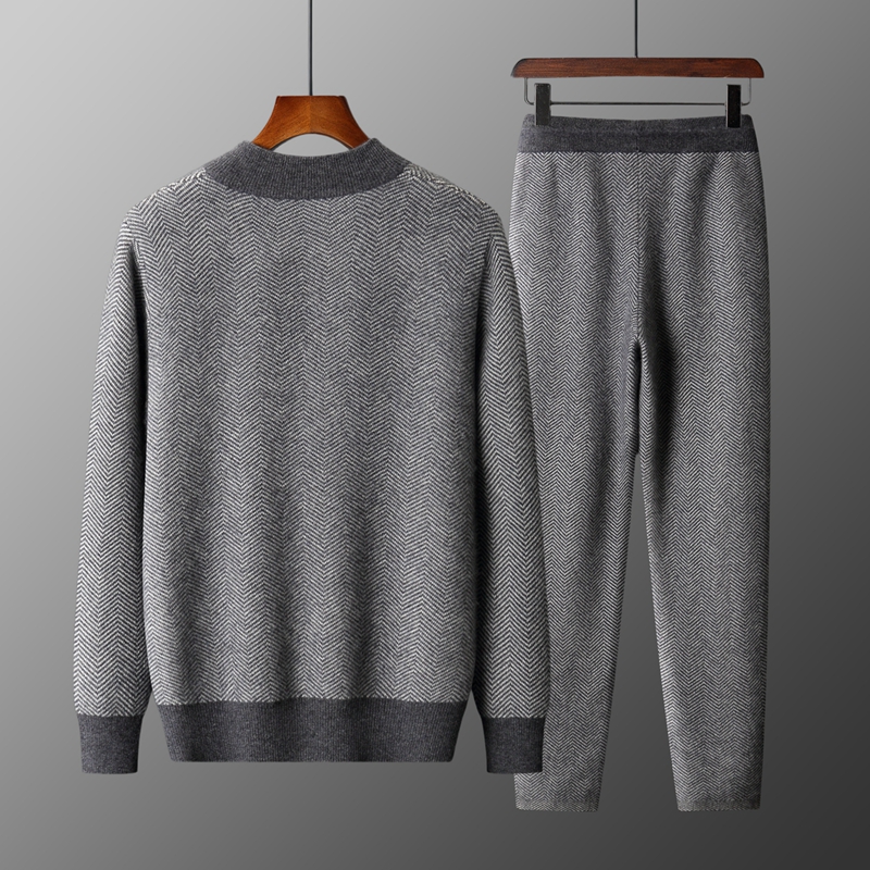 Conjunto de Jacquard 100% Lana - Knitted Cardigan Men reseña y precio