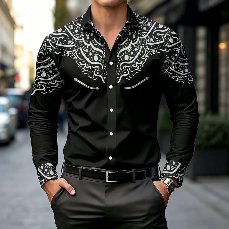 Camisa con Estampado en Contra - Mens Fashion Casual reseña y precio