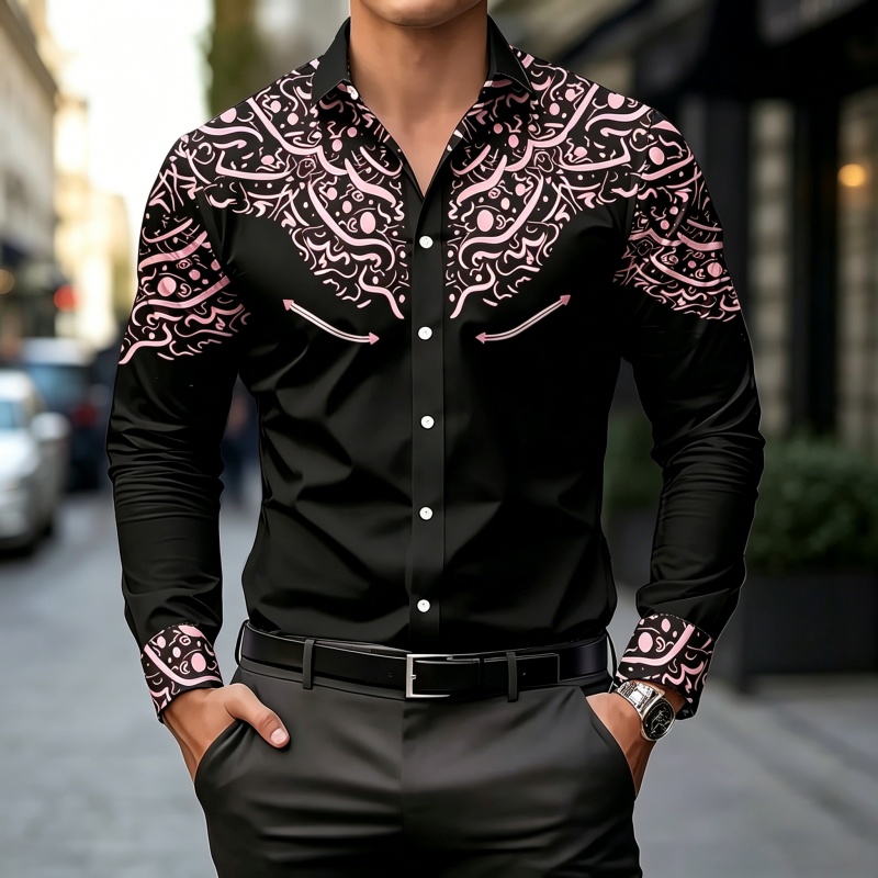 Camisa con Estampado en Contra - Mens Fashion Casual reseña y precio