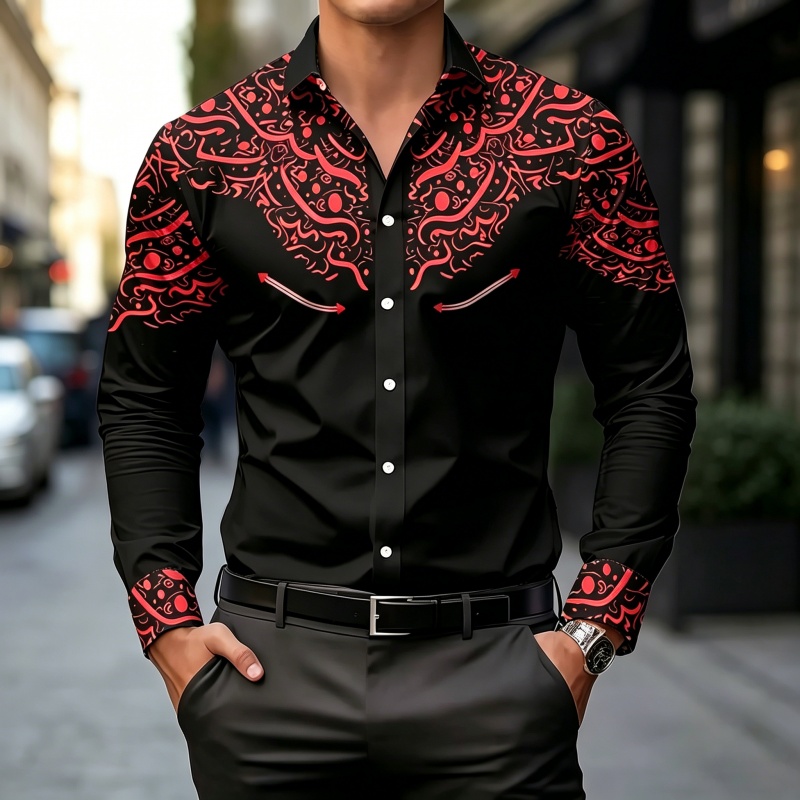 Camisa con Estampado en Contra - Mens Fashion Casual reseña y precio
