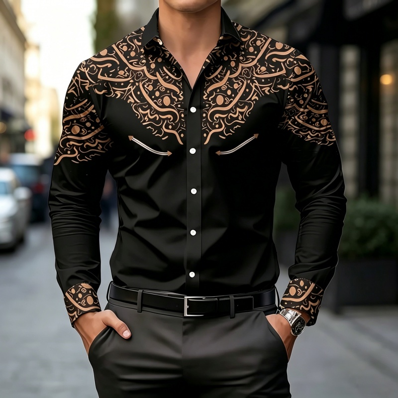 Camisa con Estampado en Contra - Mens Fashion Casual reseña y precio