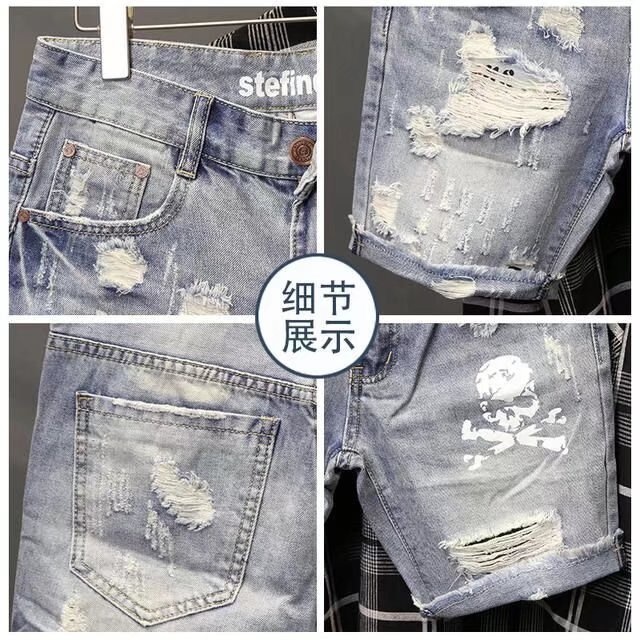 Pantalones vaqueros cortos ras - Jeans Pants Fashion Men reseña y precio