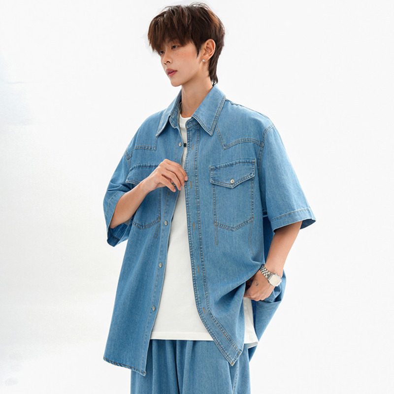 Camisas Vaqueras Holgadas con  - Jeans Shirt Fashion For Men reseña y precio
