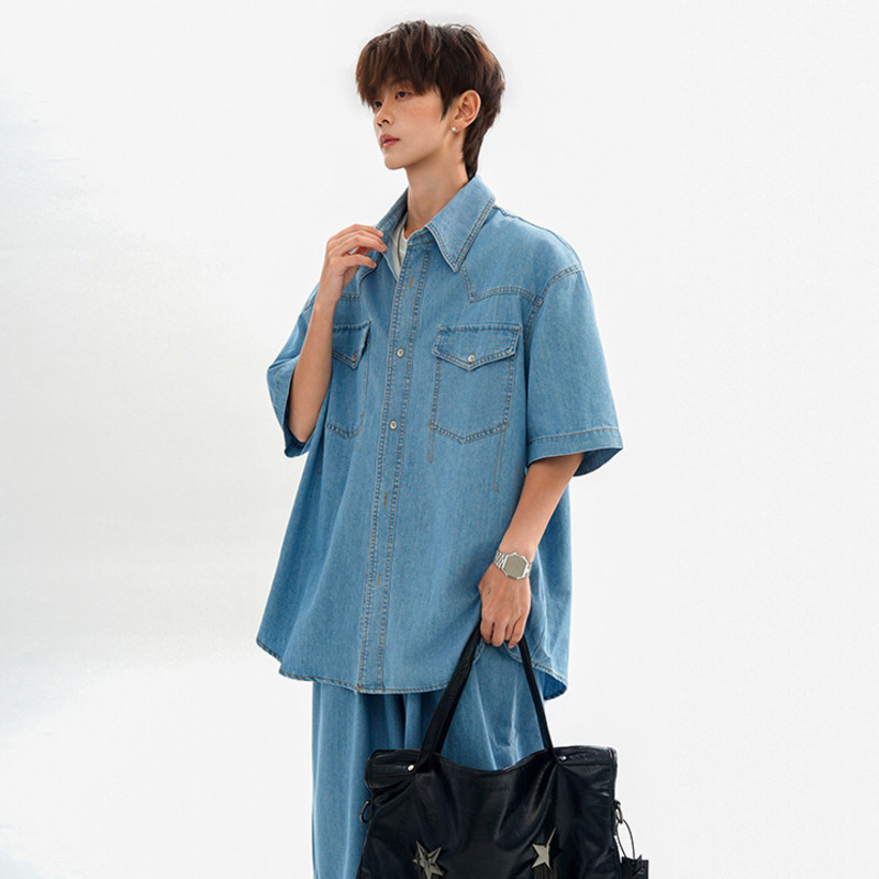 Camisas Vaqueras Holgadas con  - Jeans Shirt Fashion For Men reseña y precio