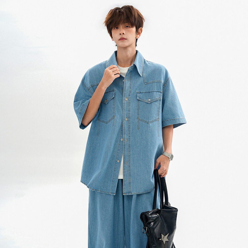 Camisas Vaqueras Holgadas con  - Jeans Shirt Fashion For Men reseña y precio